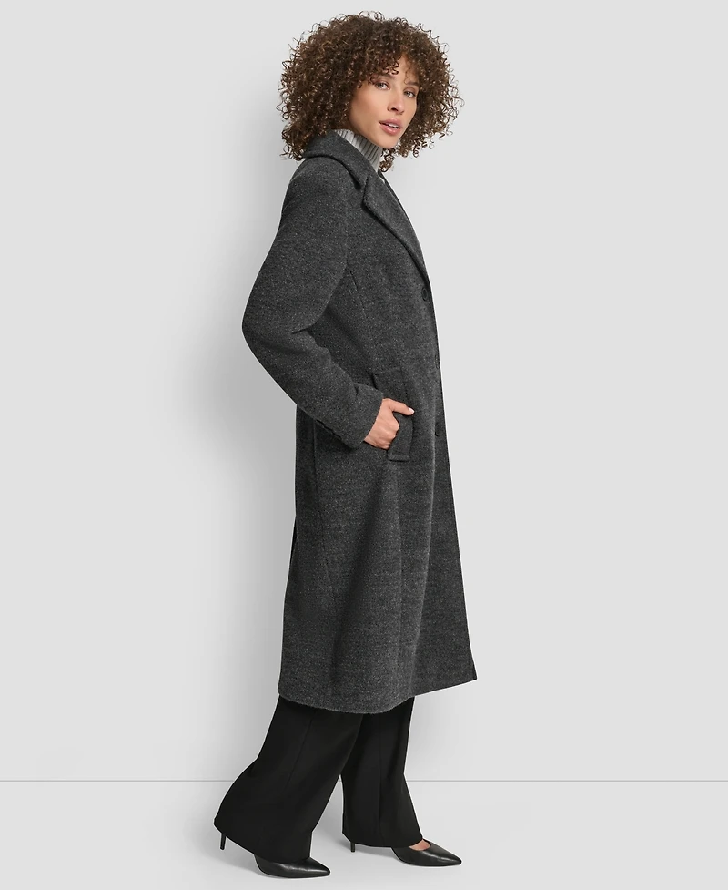 Dkny Women's Maxi Boucle Notch Collar Coat