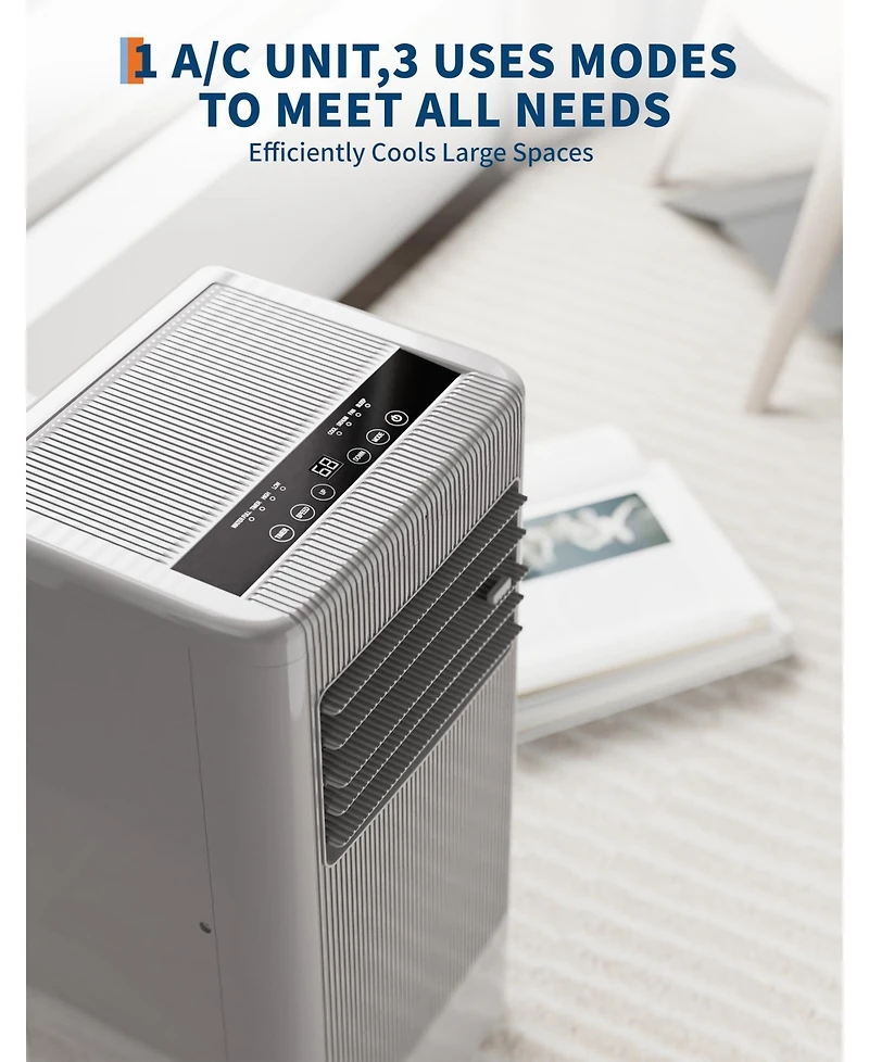 gaomon 10,000 Btu Portable Ac, 3-in-1 Cooling, Fan & Dehumidifier with Sleep Mode for 450 Sq.Ft Rooms
