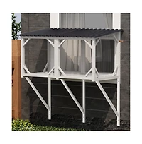 Zeus & Ruta 43.3" Outdoor Cat Window Box with Perch and Cover