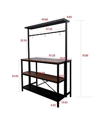 Casainc 3-Tier Kitchen Island with Hooks, Microwave Shelf and Storage Rack for Dining Room