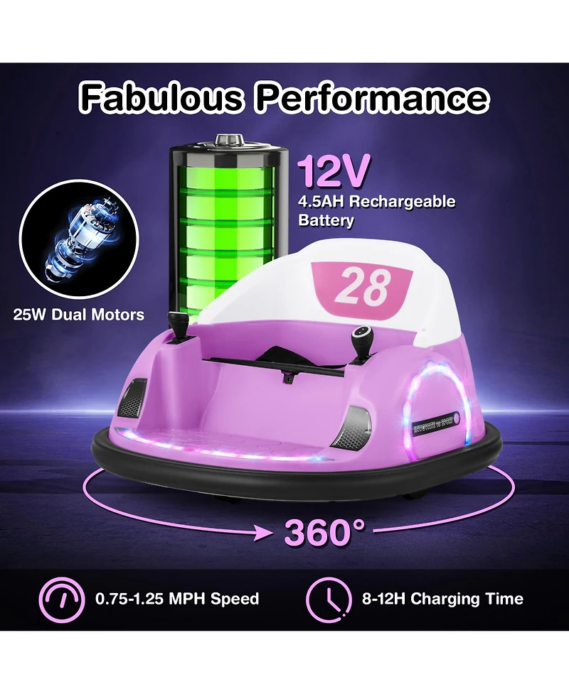 Akiudex 12V Kids Ride-On Bumper Car with Remote Control and Music
