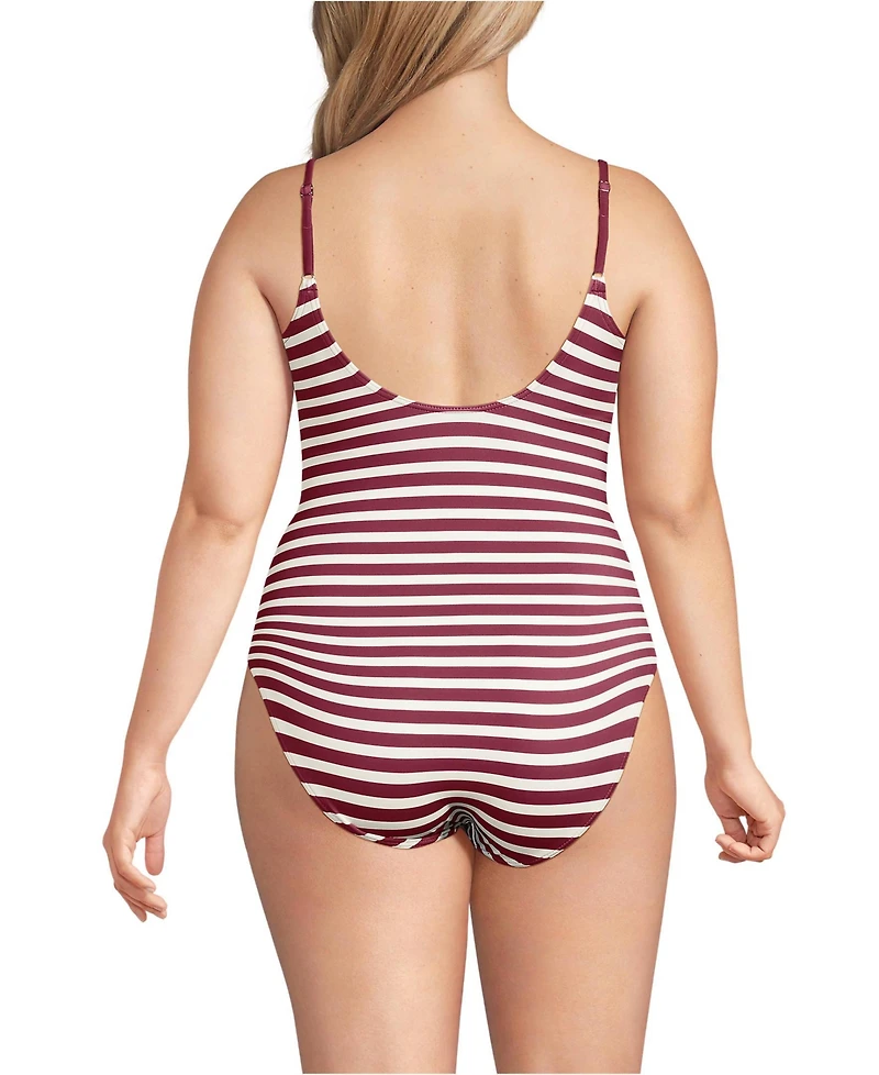 Lands' End Women's Plus Tugless Thin Strap One Piece Swimsuit