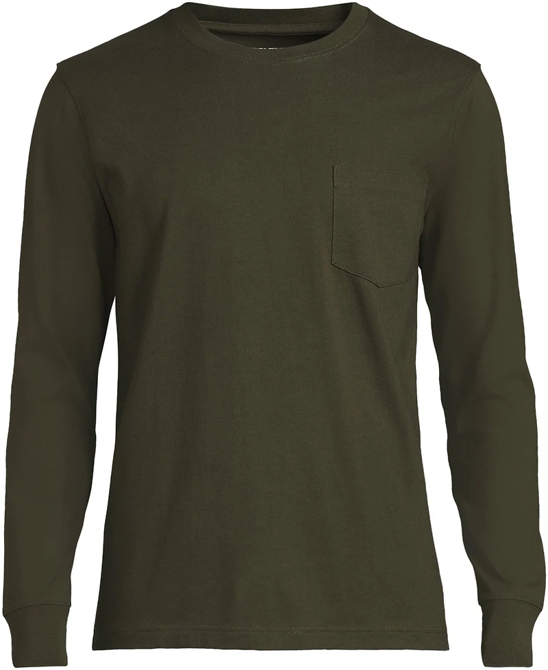 Lands' End Men's Super-t Long Sleeve T-Shirt with Pocket