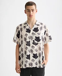 Scotch & Soda Men's Relaxed Fit Short Sleeve Marble Print Button-Front Camp Shirt