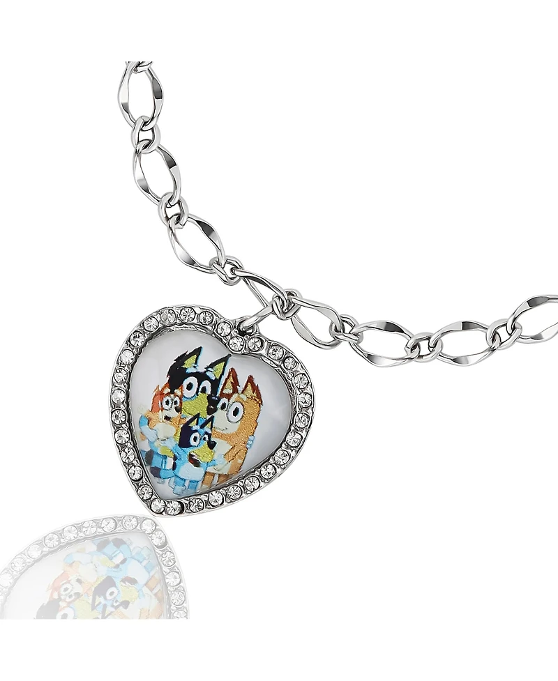 Bluey Heart Pendant Chain Bracelet - Silver Tone