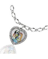 Bluey Heart Pendant Chain Bracelet - Silver Tone