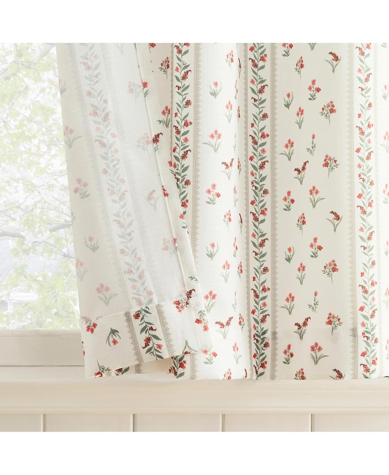 Ridgewood Floral Stripe Semi-Sheer Rod Pocket Kitchen Curtain Tier Pair
