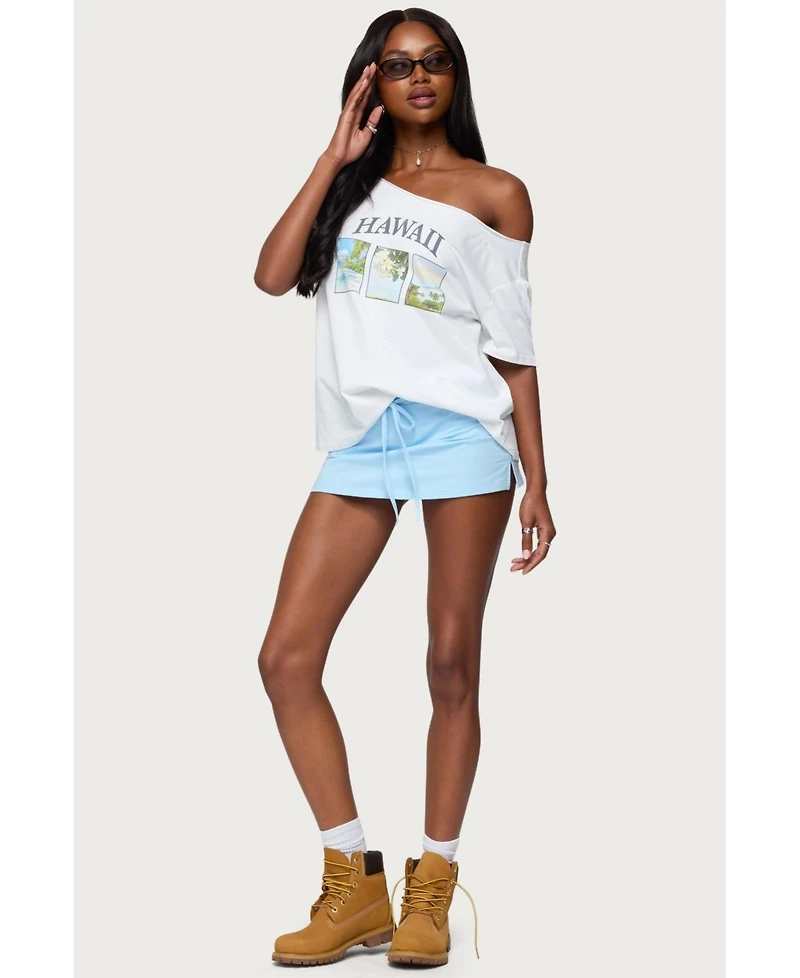 Edikted Women's Hawaiian Babe Off Shoulder T Shirt