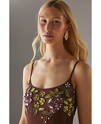 Warehouse Embellished Strappy Sequin Midi Dress