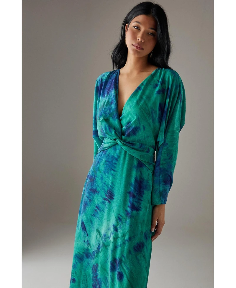 Warehouse Women's Chiffon Wrap Knot Front Maxi Dress
