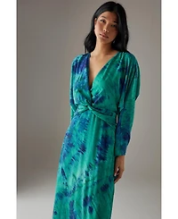 Warehouse Women's Chiffon Wrap Knot Front Maxi Dress