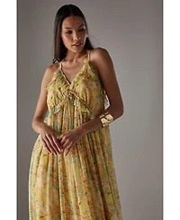 Warehouse Chiffon Ruffle Strappy Floaty Maxi Dres