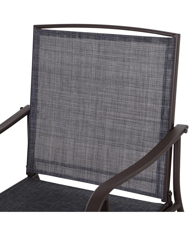 Flynama 3 Piece Outdoor Glider Chair with Coffee Table Bistro Set, 2 Patio Rocking Swing Chairs with Breathable Sling Fabric, Glass Tabletop, for Back