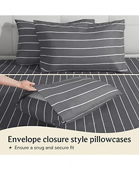 4PC Striped Silky Soft Cooling Deep Pocket Performance Sheet Set - Striped