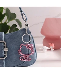 Hello Kitty Pink Silhouette Outline Crystal Keychain