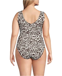 Lands' End Women's Plus Sculpting Suit Sweetheart V-Wire High Leg One Piece Swimsuit