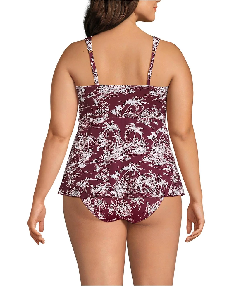 Lands' End Women's Plus Size Adjustable Scoop Neck Flutter Tankini Top