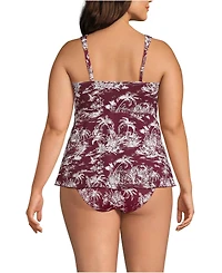 Lands' End Women's Plus Size Adjustable Scoop Neck Flutter Tankini Top