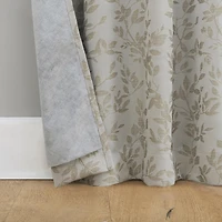 Sun Zero Elmira Foliage Woven Jacquard 100% Blackout Back Tab Curtain Panel Pair
