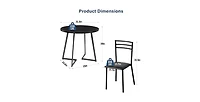 Modern 3-Piece Dining Set with Round Wood-Top Table and 2 Chairs for Kitchen
