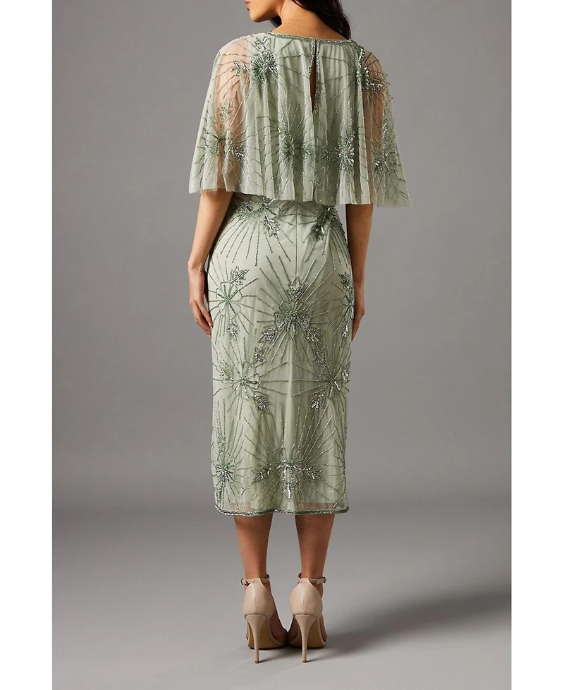 Coast Women's Floral Embellished Cape Midi Dress