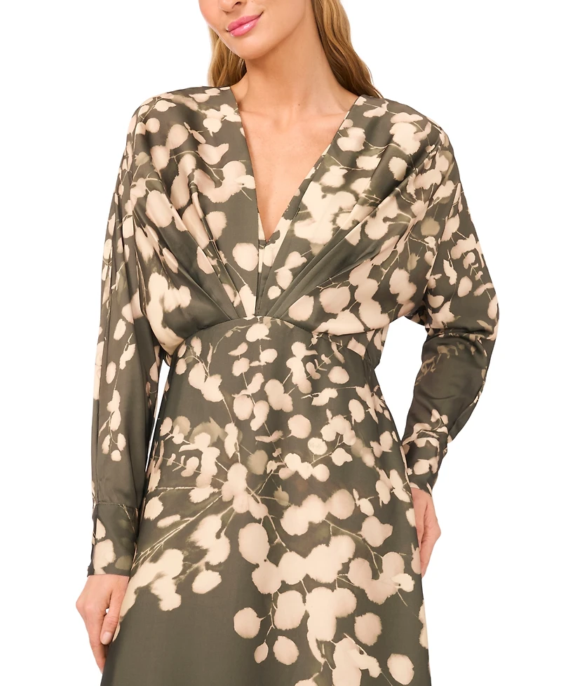 Parker Women's Pleated Wrap Dolman Sleeve Maxi Dress