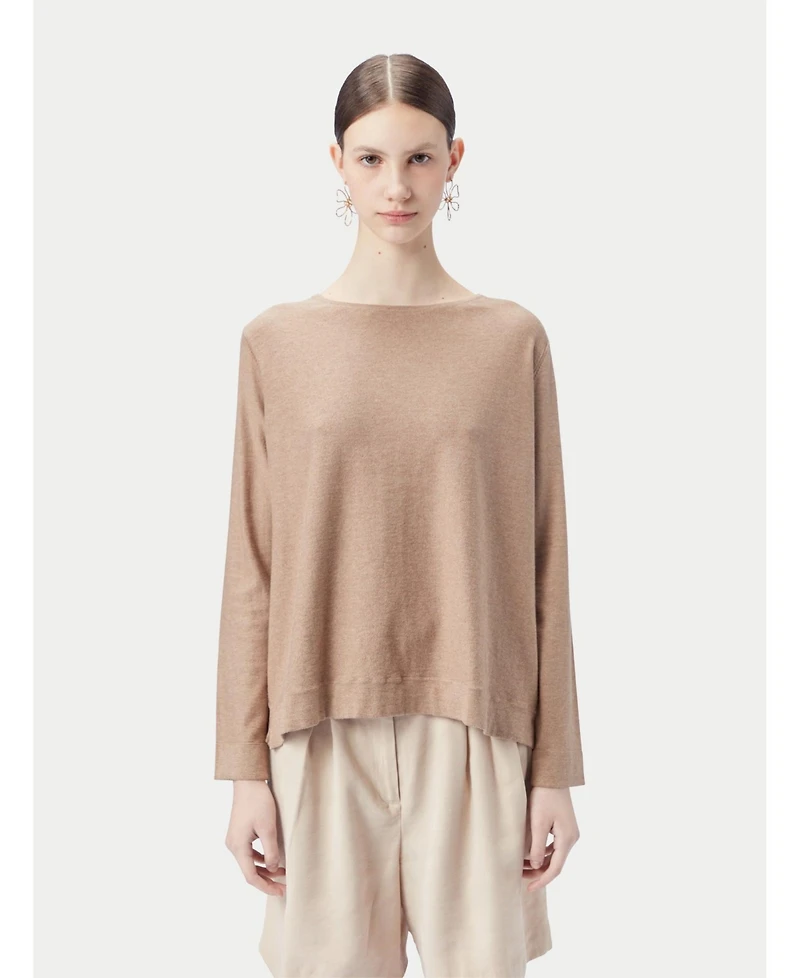 Gobi Cashmere Women's Boatneck Cotton Silk Cashmere Blend Sweater