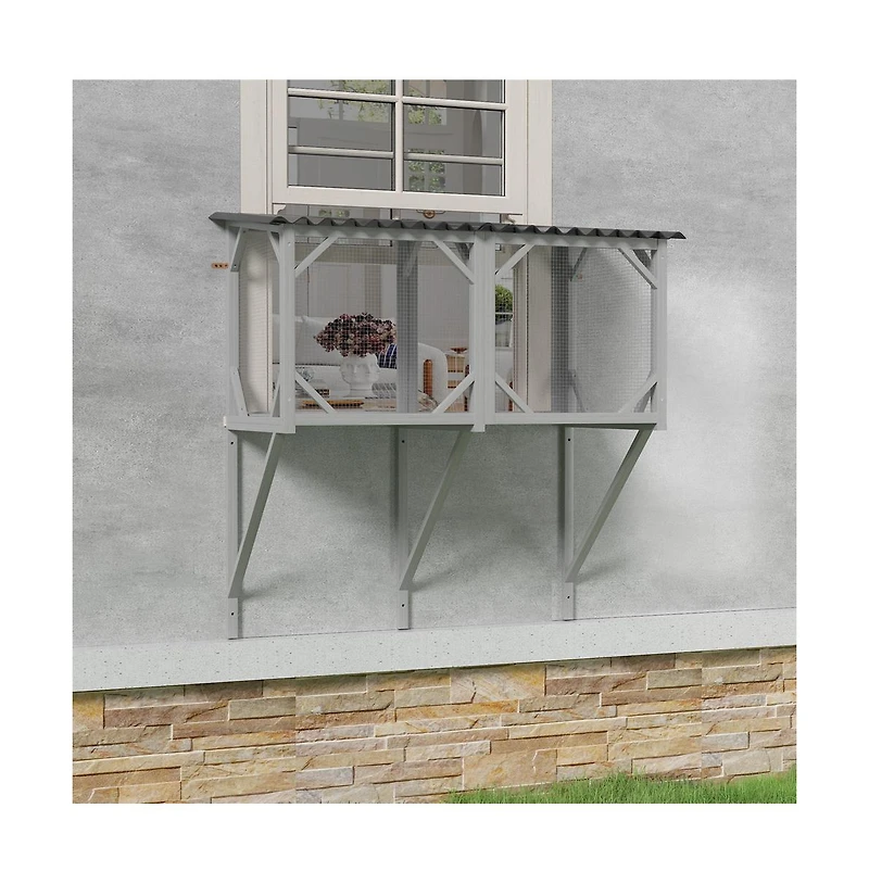 Zeus & Ruta Wooden Cat Window Perch for Large Indoor Cats