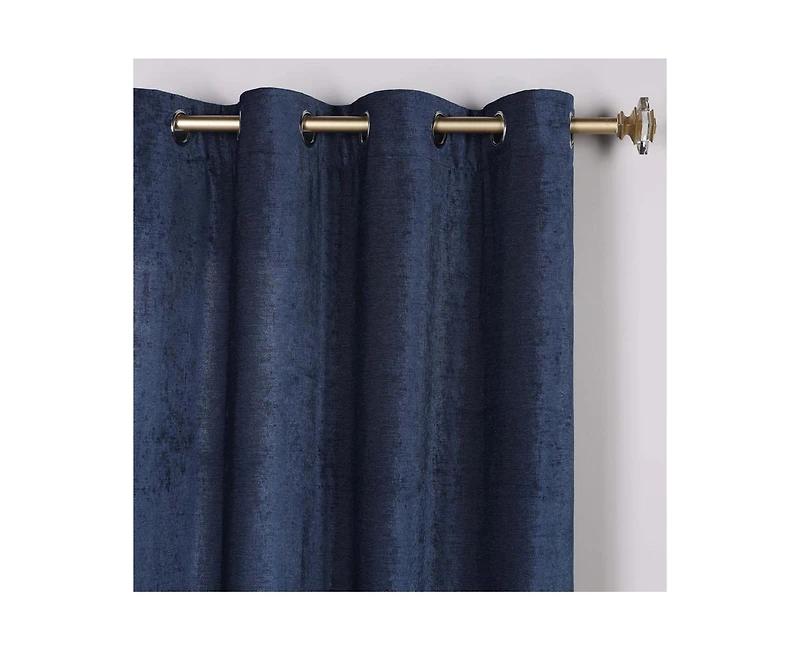 Superior Noor Chenille Semi-Blackout Machine Washable Curtains, Set of 2 Panels