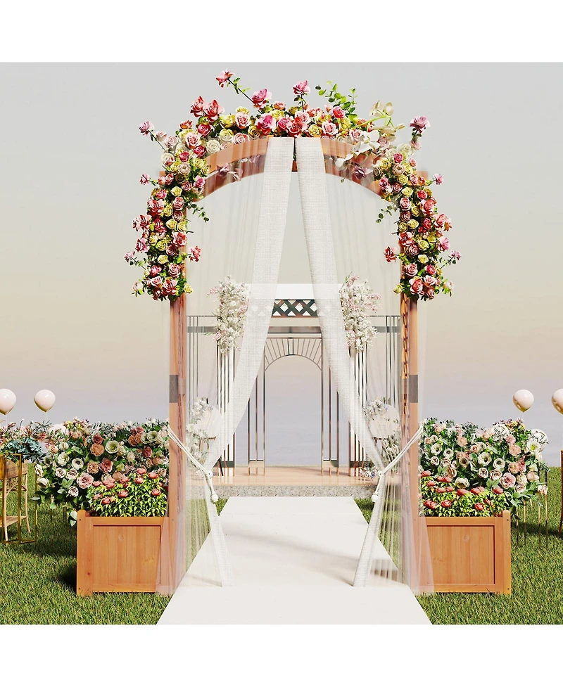 Gymax 79'' Tall Archway Trellis for Climbing Plants Vegetables w/ Planter Boxes