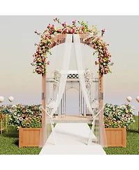 Gymax 79'' Tall Archway Trellis for Climbing Plants Vegetables w/ Planter Boxes
