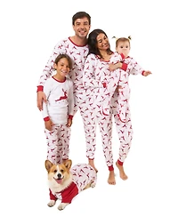 Leveret Kids Footed Cotton Pajamas, Reindeer Print, Matching Family Christmas Pajamas