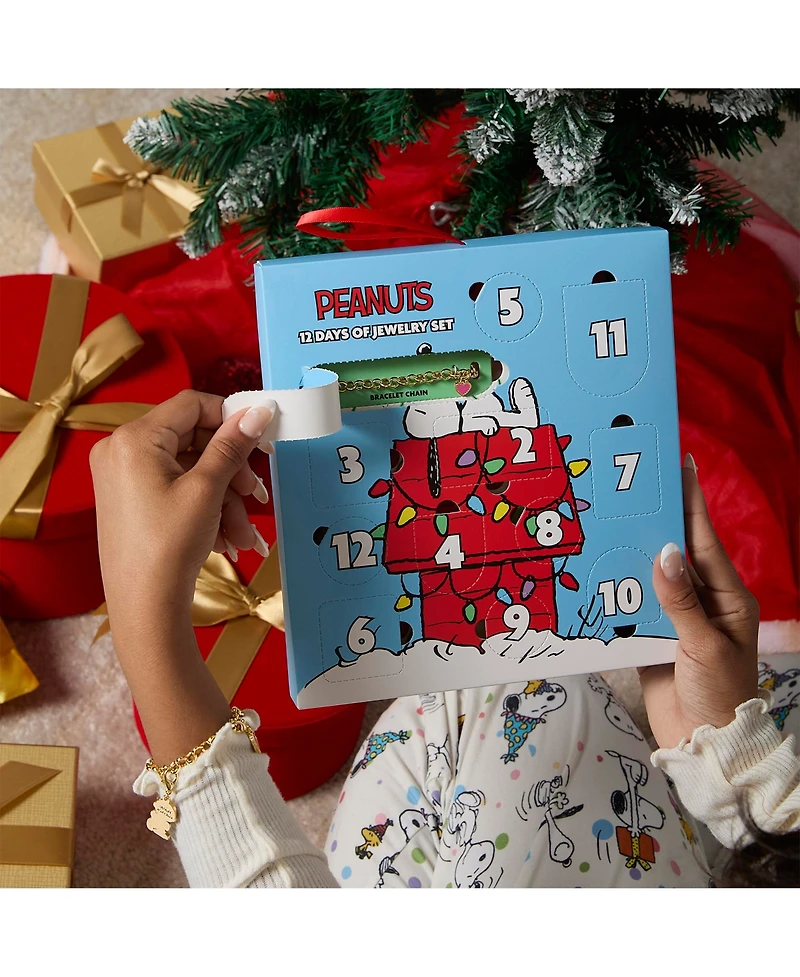 Peanuts Snoopy Jewelry Advent Gift Set: Necklace, Bracelet & Charms Mix & Match Christmas Calendar Box Collection