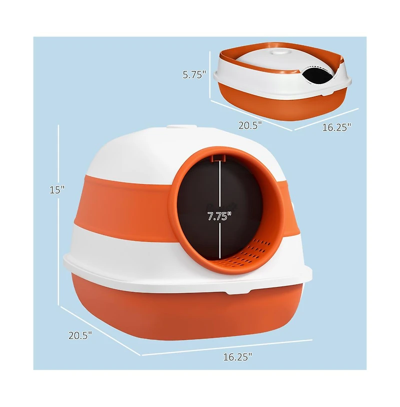 Zeus & Ruta Covered Cat Litter Box with Lid and Two-Way Door