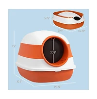 Zeus & Ruta Covered Cat Litter Box with Lid and Two-Way Door