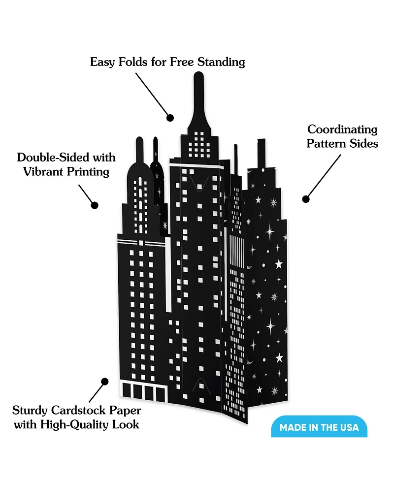 Big Dot of Happiness Freestanding 3D Nighttime City Skyline Centerpiece Table Decorations - 8 Count