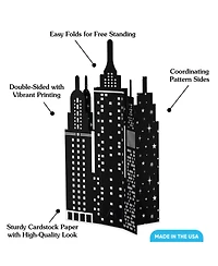 Big Dot of Happiness Freestanding 3D Nighttime City Skyline Centerpiece Table Decorations - 8 Count