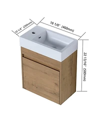 Casainc 18 Inch Bathroom Vanity with White Resin Sink and Soft-Close Cabinet Door