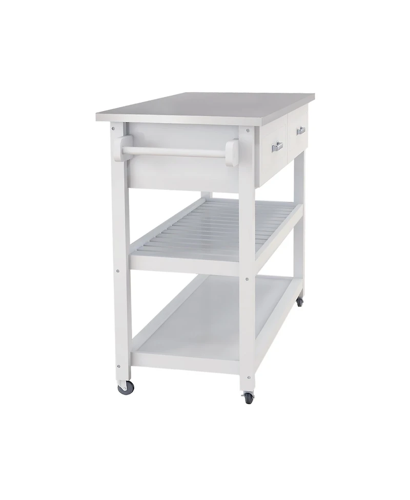Casainc Kitchen Cart with Stainless Steel Top and Two Drawers for Versatile Storage