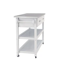Casainc Kitchen Cart with Stainless Steel Top and Two Drawers for Versatile Storage