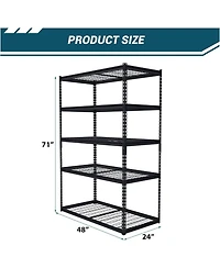 gaomon 48x24x72 Inch Garage Shelving Heavy Duty, Storage Shelves 2500Lbs Capacity, Adjustable Metal Shelving Unit, 5 Tier Industrial Shelves for Basem