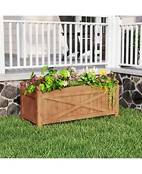 Gymax Wooden Raised Garden Bed Elevated Outdoor Planter Box w/ Drainage Holes for Patio