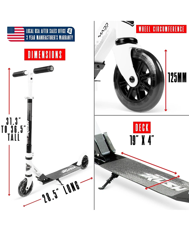 Folding Kick Scooter with Lights - Madd Gear Rush 125