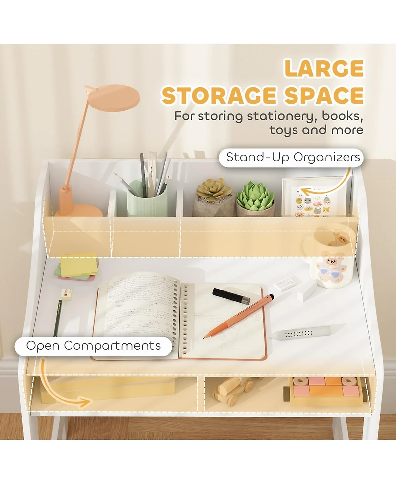 Qaba Kids Desk and Chair Set, Children Study Table with Chair,