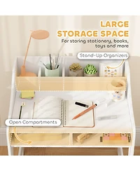 Qaba Kids Desk and Chair Set, Children Study Table with Chair,