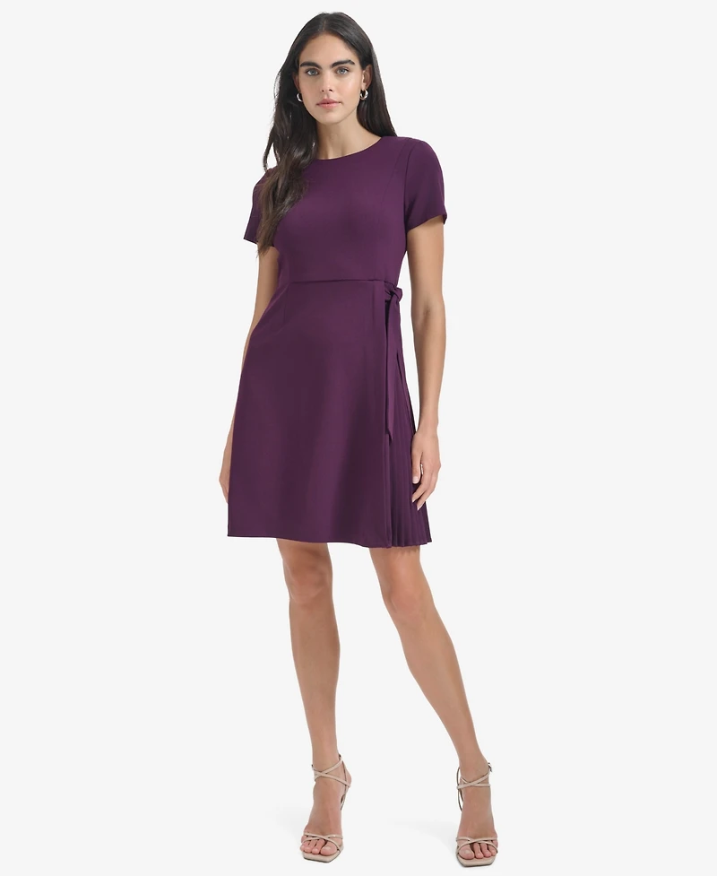 Calvin Klein Women's Short Sleeve Pleat Dress