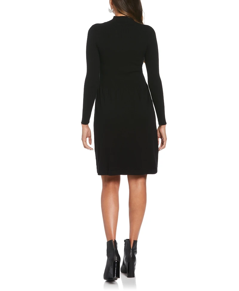 Ella Rafaella Women's Mock Neck Long Sleeve Sweater Dress