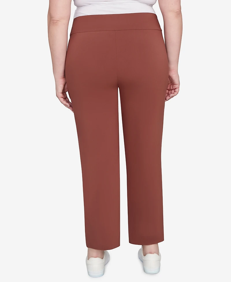 Hearts Of Palm Plus Solid Tech Stretch Ankle Length Pants