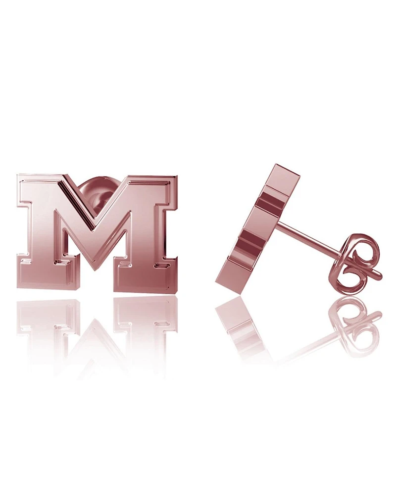 Dayna Designs Michigan Wolverines Rose Gold Post Earrings