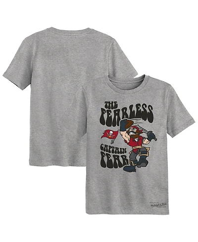Preschool Mitchell Ness Heather Gray Tampa Bay Buccaneers Captain Fear Mascot T-Shirt
